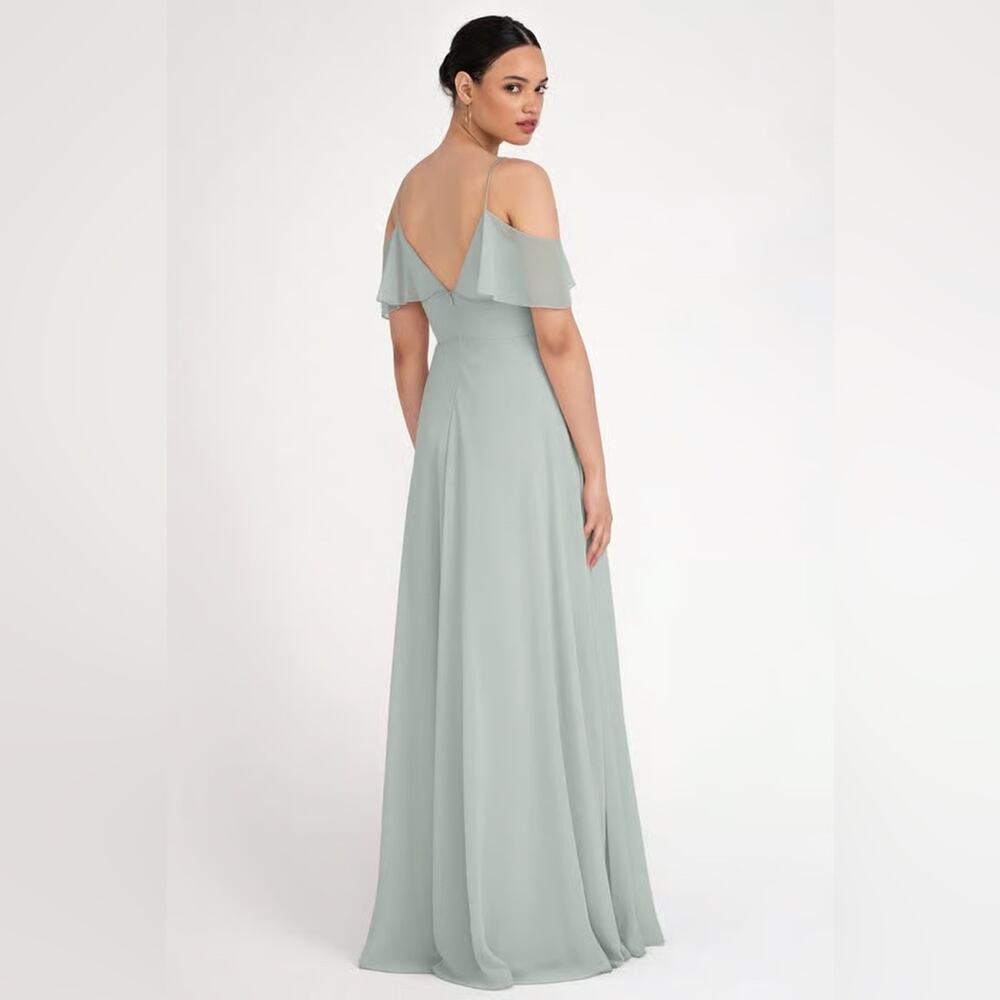 NWT Jenny Yoo Mila Morning Mist Mint Luxe Chiffon Bridesmaid Dress Size 12 - Picture 2 of 9